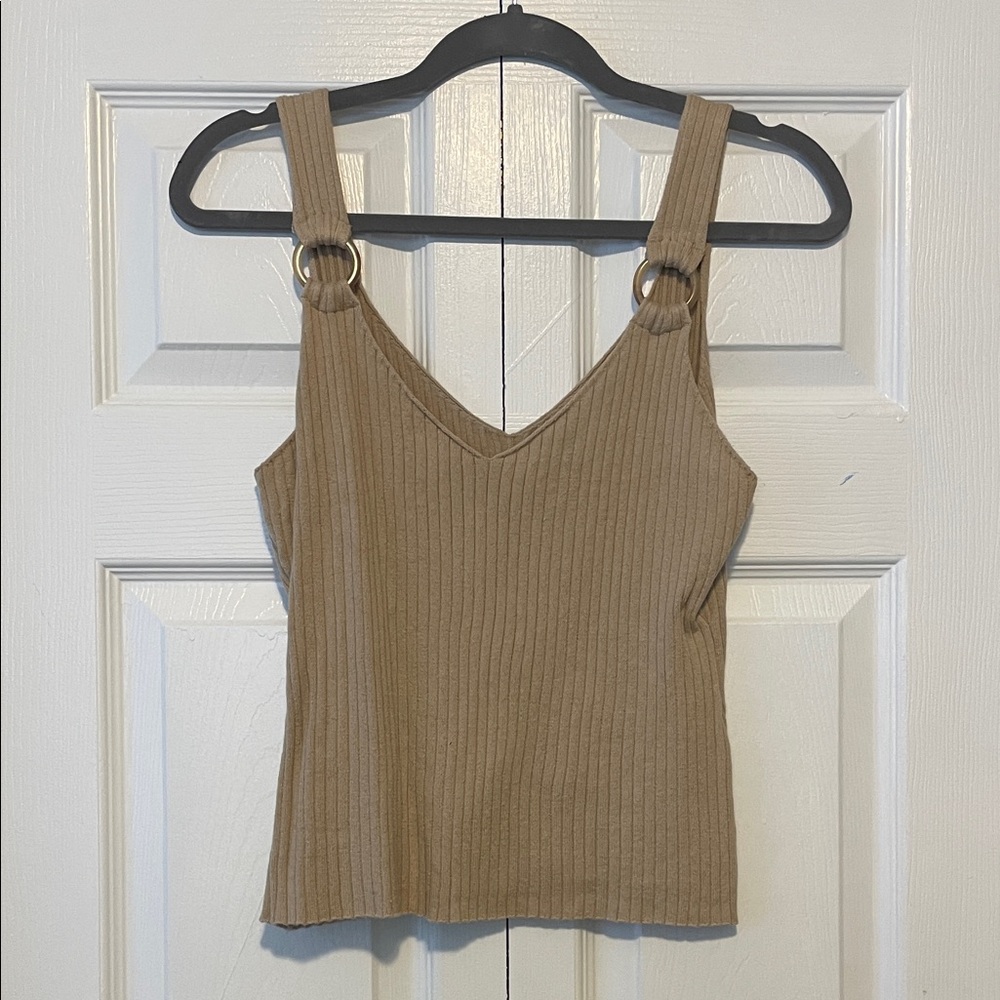 Ann Taylor Ribbed Brown Camisole with Ring Details